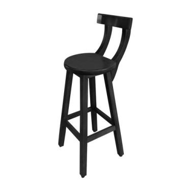 Imagem de Banco Alto Bistrô de Madeira com Encosto Girafa Ideal para Bar e Resta