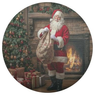 Imagem de xigua Jogo americano redondo de Natal Papai Noel, tapete de mesa redondo antiderrapante resistente ao calor, tapetes de mesa de 48 cm para decoração de cozinha, jantar e festa
