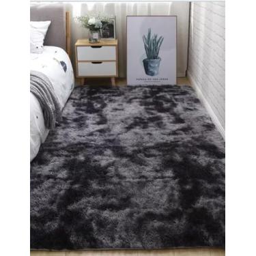 Imagem de Tapetes macios de pelúcia, antiderrapante, felpudo, macio, felpudo, macio, tapete para sala de estar, tapete de sala de estar, 1 peça, decoração de quarto, cinza escuro, (80 x 120 cm)