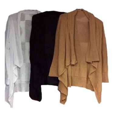 Imagem de Kimono Feminino Casaco Tricot Cardigan Básico - EUC STORE, Marrom, Úni