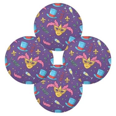 Imagem de Wassud Jogo americano conjunto de 4 tapetes de mesa redondos venezianos dourados para cozinha e jantar tapetes laváveis resistentes ao calor decoração de mesa 39 cm