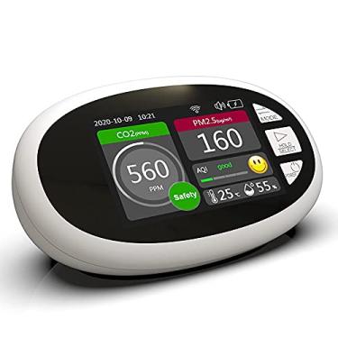 Imagem de Monitor de dióxido de carbono CO2, nível PPM de dióxido de carbono CO2, testador de umidade de temperatura PM2,5 multifuncional, conexão WiFi, detector de qualidade do ar interno