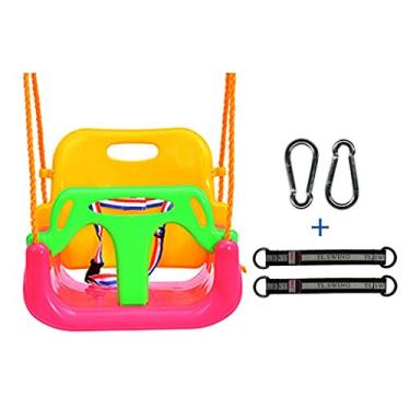 Imagem de Corda de assento balanço, brinquedos infantis, balanço, três em um, cadeira ajustável para bebês com encosto alto, plástico, seguro e durável, destacável, para uso interno e externo, playground