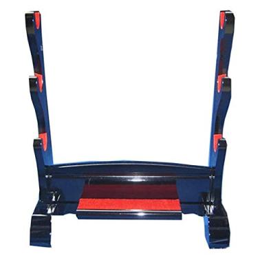 Imagem de pcagfaajmh Suporte de espada de madeira laqueada com suporte para exibição de veludo vermelho para Katana ou Wakizashi Samurai Sword Stand