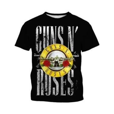 Imagem de Camiseta Masculina Oversized Vintage Guns N Roses Com Estampa 3D, Gola