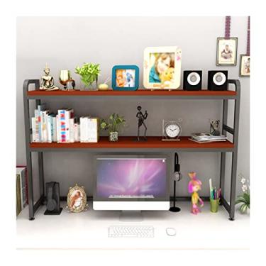 Imagem de VHDY85KA Estante de mesa de 2 andares, estante de madeira e metal, prateleira de armazenamento de tamanho grande para sala de estar, escritório e cozinha (114 x L 24 x A 90 cm) moderna