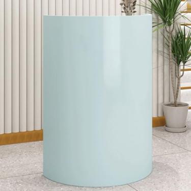 Imagem de Mesa de recepção de salão com gaveta trancável, balcão de caixa azul para escritório doméstico e escritório - 70 cm