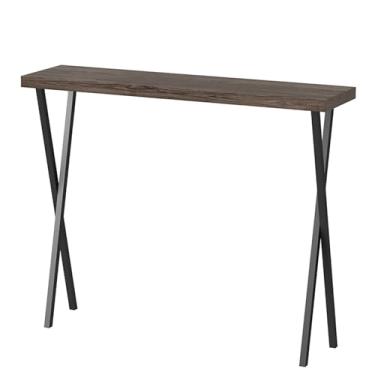 Imagem de Mesa de console para entrada, mesa de corredor/estante de livros, com moldura de metal, armário de café de console, mesas de sofá finas para sala de estar, corredores, foyer