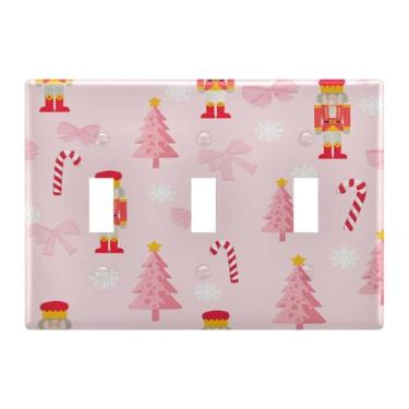 Imagem de Burbuja Capa de placa de parede com interruptor de luz de interruptor de quebra-nozes para árvores de Natal, placa decorativa de parede, parafusos incluídos, 3 faixas