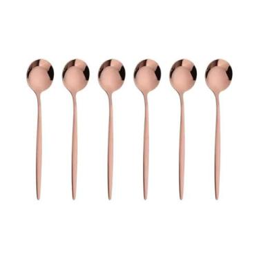 Imagem de Conjunto De Colheres De Café Em Aço Inoxidável Dourado 6 Peças Para So