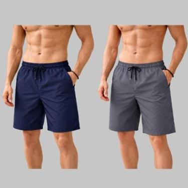 Imagem de Kit 2 Bermuda Masculina Tactel Casual Leve Cós Elástico-Masculino