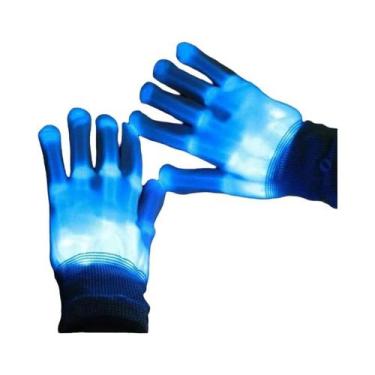 Imagem de Luvas LED Neon Luminosas Com Caveira Piscante Para Festa De Halloween,