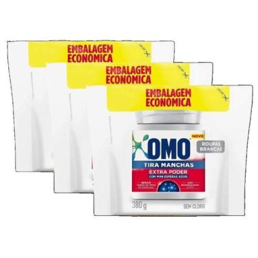 Imagem de kit 3 TIRA MANCHAS EM PO OMO BAG ROUPAS BRANCAS 380G