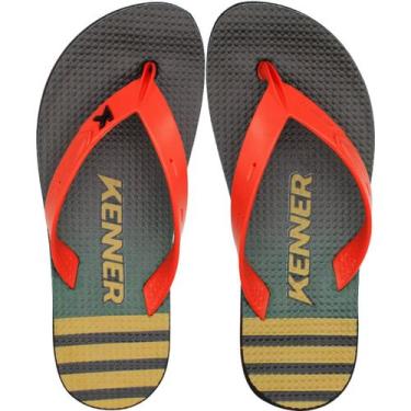 Imagem de Sandália de Dedo Kenner Summer Listras masculino, Preto, Vermelho, 39