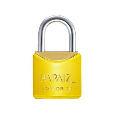 Imagem de Cadeado com Chave 20mm Latão Amarelo Color Line Papaiz, Amarelo