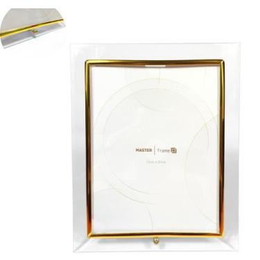 Imagem de Porta Retrato 15x20 Vertical Prata Dourado Vidro Decorativo, Dourado