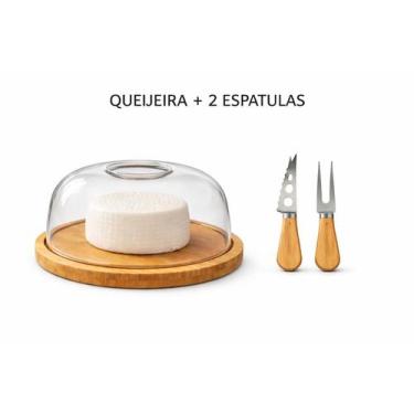 Imagem de Porta Queijo Queijeira Bambu com Tampa Acrilico Mesa Posta Café da Man