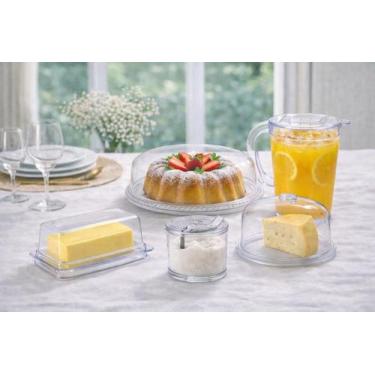 Imagem de Kit mesa posta queijeira boleira açucareiro mantegueira jarra em acril