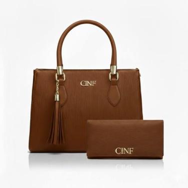 Imagem de Bolsa Feminina Média de Ombro + Carteira Kit Com 2 Peças - CINF, Caram
