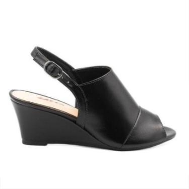 Imagem de Sandália Peep Toe Zatta Anabela Iracema Preta Preto 37-Feminino