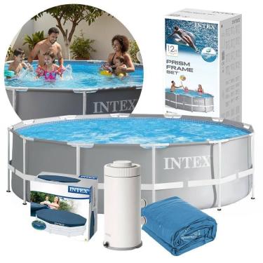 Imagem de Piscina Estrutural Armação Prism 366 cm PVC com Metal Galvanizado Filtro Capa Forro