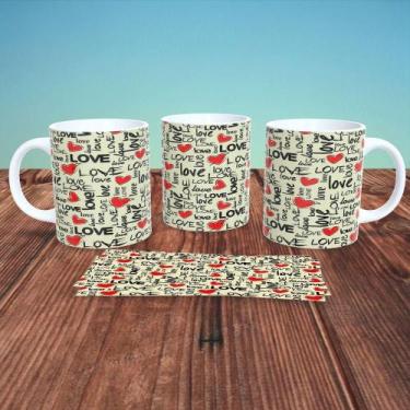 Imagem de Caneca de Porcelana Casal Decorada 9 Personalizada 325 ml para Café Ch