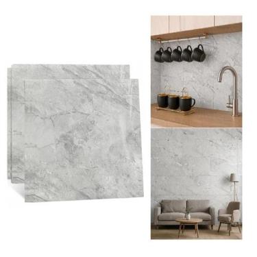 Imagem de 03 Placa Auto-Adesiva Parede 60x60cm x 2,5mm Mármore Pedra Cinza - OAS