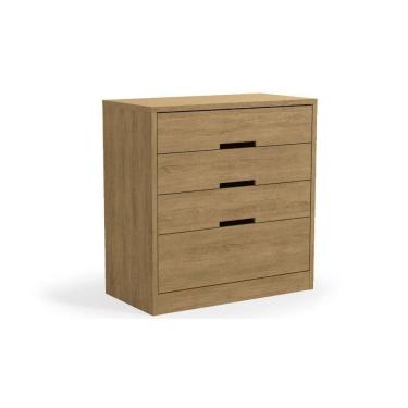 Imagem de Cômoda Juvenil S824 com 4 Gavetas em MDF Texturizado Marrom com Corrediças Simples