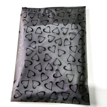 Imagem de Saco Zip Lock 32x44 para Roupas Translúcido Estampa Coração  25 Unidad