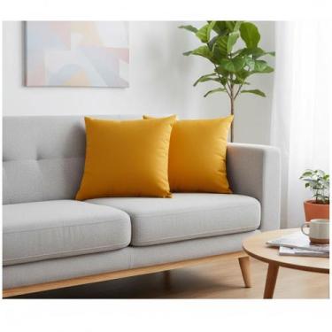 Imagem de Kit Capas para Almofadas 60x60 Tecido Algodão Cor Mostarda Conjunto 2 