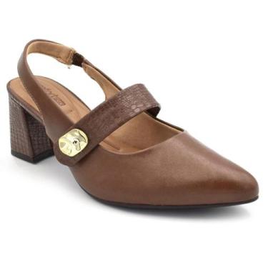 Imagem de Scarpin Mary Jane de Salto Bloco Comofortflex 2654335, Marrom, 38