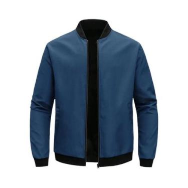 Imagem de Jaqueta Masculina Casual de Cor Sólida - Primavera/Outono - Gola de Be