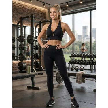 Imagem de kit Conjunto de Top e Calça Para treino e Academia Moda Fitness - Gise