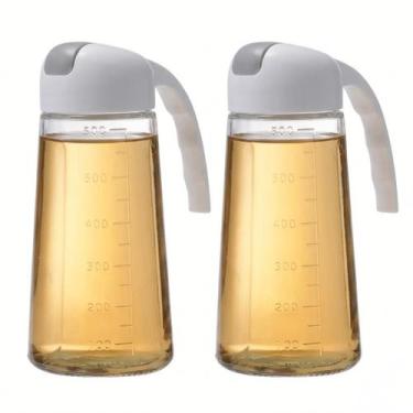 Imagem de Kit 2 Frascos De Vidro Para Óleo Azeite Vinagre 630ml Dispenser Com Al