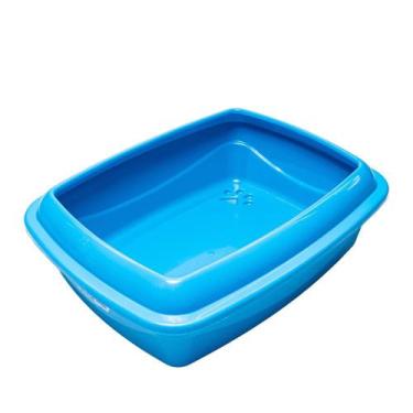 Imagem de Bandeja Higiênica Alta Com Borda Pet Injet, Azul