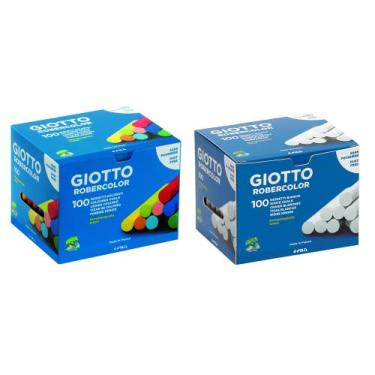 Imagem de Giz Escolar Robercolor com 100 branco + 100 colorido Giotto