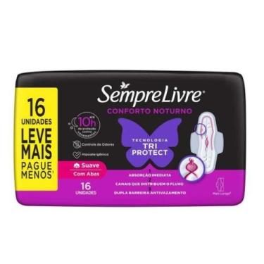 Imagem de Absorvente Sempre Livre Conforto Noturno Cobertura Suave Com Abas com 