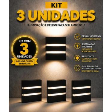 Imagem de Arandela de Parede Kit 3 Und Luminária Interna e Externa à Prova dÁgua