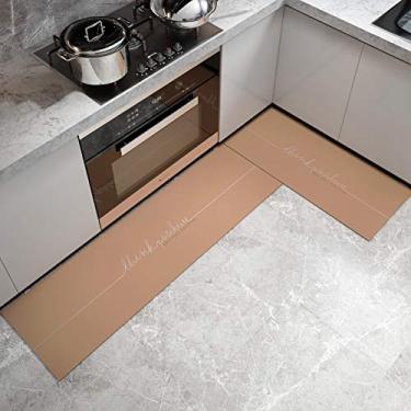 Imagem de Tapetes de cozinha laváveis em poliuretano + PVC, antiderrapante, à prova de água e óleo, tapete confortável, leve, luxuoso, para casa, sala de jantar, varanda, laranja, 45120 cm