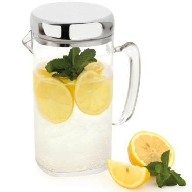 Imagem de Jarra Quadrada 1,5L Acrílico Tampa Inox Jarro Água Suco Vision Forma Inox