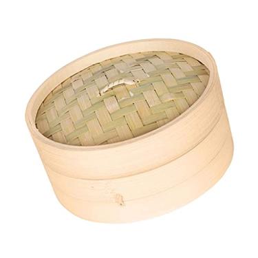 Imagem de homozy – Cesta vaporizador de bambu para vegetais, frutos do mar e ovos de dumpling de soma, 15 cm