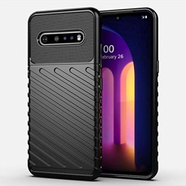 Imagem de YUNCHAO Caixa de telefone Para lg v60 thinq À prova de choque tpu soft hall capa para celular