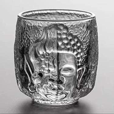 Imagem de LNGODEHO Caneca de café Kungfu com padrão de Buda e Diabo, copo de vinho, champanhe, copo de chá para copo de cristal personalizado para vodca de vinho (contorno em cristal)