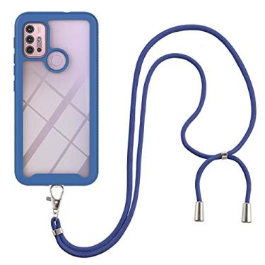 Imagem de For Motorola Moto G30 / G10 / G10 Power Starry Sky Solid Color Series Shockproof PC + TPU Protective Case with Neck Strap