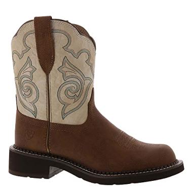 Imagem de Ariat Botas femininas Fatbaby Heritage Tess bordadas bico redondo salto baixo 2,5-5 cm - marrom, branco claro, Tortuga e Crema, 7 Big Kid