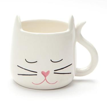 Imagem de Enesco Caneca de grés esculpida para gatos Our Name Is Mud Kids Have Whiskers, 355 ml, branca