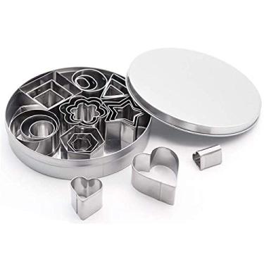 Imagem de ABSOK Cortadores de Biscoito de Aço Inoxidável - 24 Peças - Estrela, Flor, Quadrado, Coração, Oval, Redondo, Triangular, Hexagonal