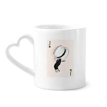 Imagem de Spade J Baralho de cartas padrão caneca café cerâmica copo de coração de vidro