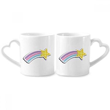 Imagem de Conjunto de canecas de porcelana para casais de meteoros e universo e alienígena com alça de coração