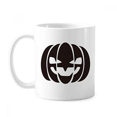 Imagem de Caneca de abóbora de Halloween preta sorridente cerâmica xícara de café porcelana louça